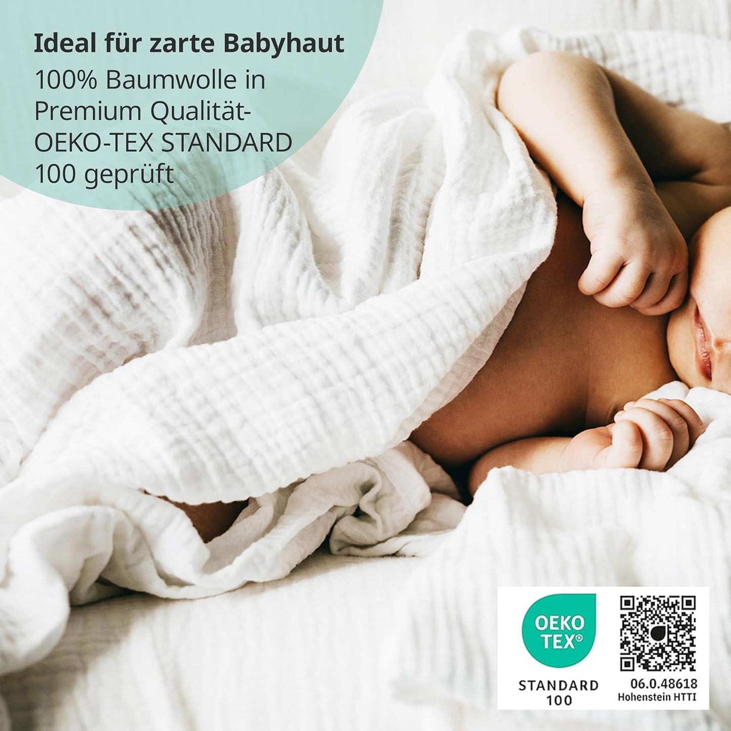 MAKIAN Mušelínové čtverce, Balení po 10 ks, 80x80 cm, Oeko-TEX® Standard 100 Certified, 10 Premium utěrky na odříhnutí – Dvojité tkané látkové čtverce / Mušelínové čtverce, odolné proti varu – bílé