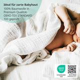 MAKIAN Mušelínové čtverce, Balení po 10 ks, 80x80 cm, Oeko-TEX® Standard 100 Certified, 10 Premium utěrky na odříhnutí – Dvojité tkané látkové čtverce / Mušelínové čtverce, odolné proti varu – bílé