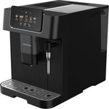 Plně automatický espresso kávovar GRUNDIG KVA 6230 s napěňovačem mléka, nerezový mlýnek s 13 nastaveními mletí, nádoba na kávová zrna 250 g, vyjímatelná nádrž na vodu 2 litry, tlak čerpadla 19 bar, dotykový displej, černá