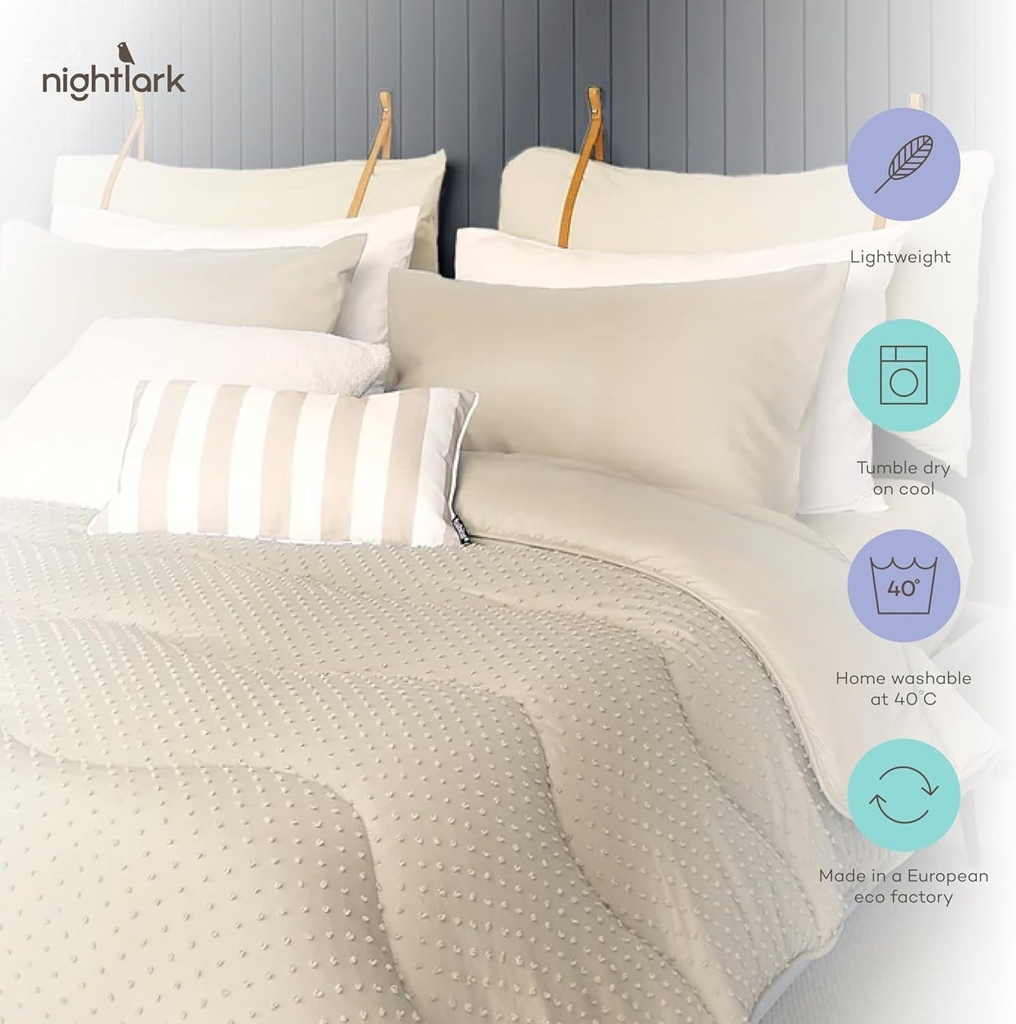 Přikrývka Night Lark bez povlaku, 4,5 Tog, King Size, Kolekce všívaných bodů, Luxusní povlečení, Hypoalergenní, Lze prát v pračce, Teplé pískové přikrývky a přikrývky Naty Shop