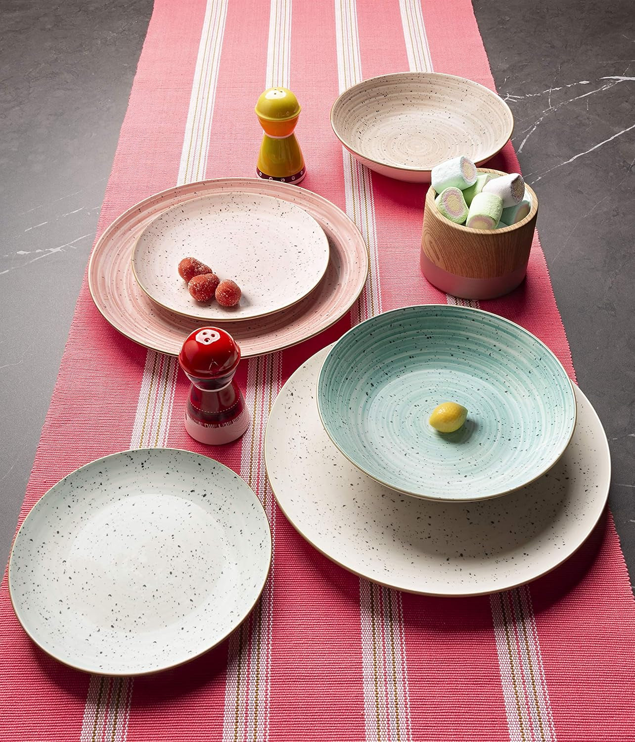 Sada nádobí Pepř Bambus pro 6 osob, 18 kusů, porcelán, vícebarevné