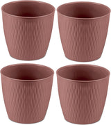 Sada 5 hnědých květináčů, průměr 16 cm - Pevné plastové květináče - Dekorativní květináč s možností odvodnění - Elegantní květináč pro vnitřní i venkovní použití