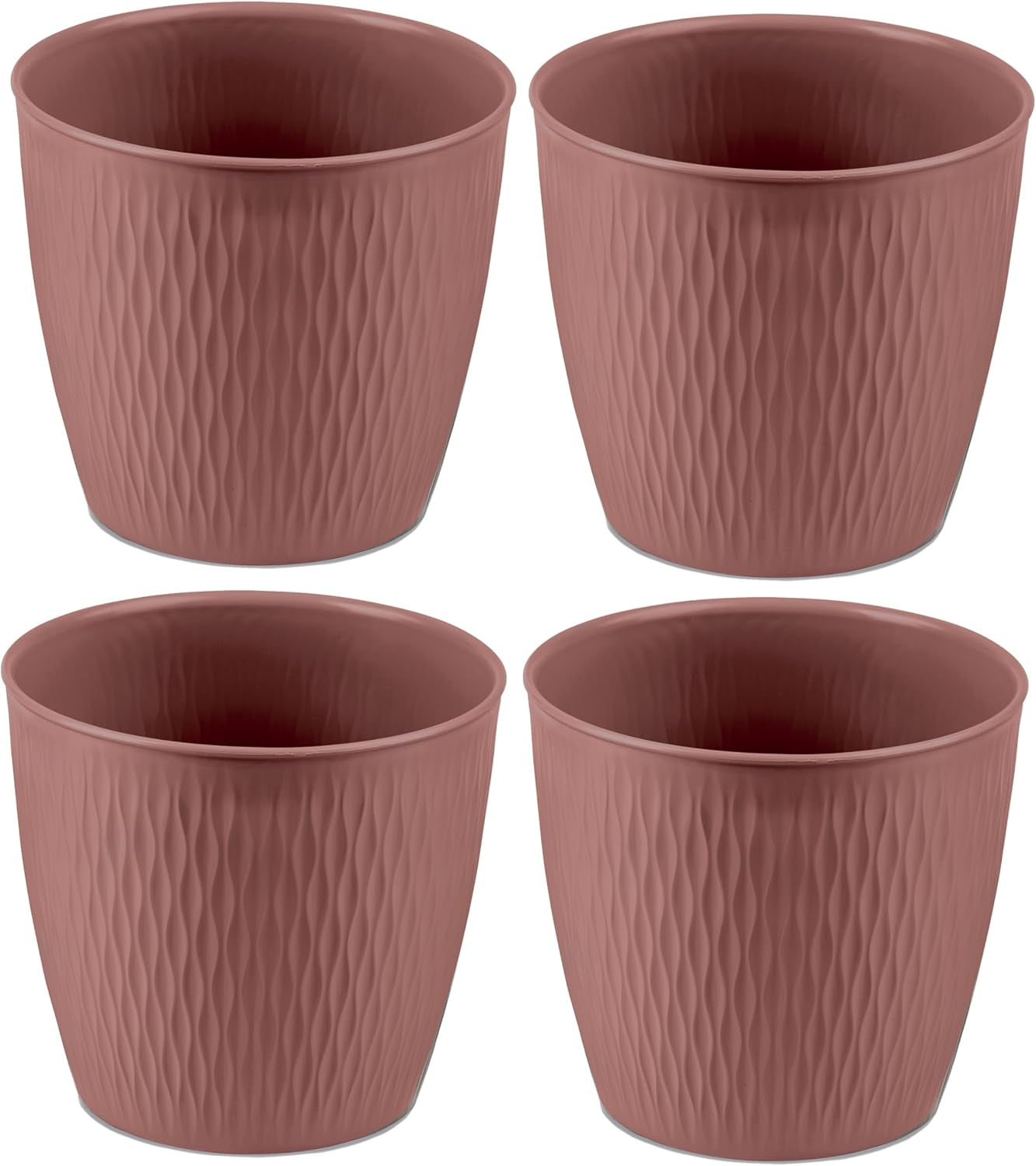 Sada 5 hnědých květináčů, průměr 16 cm - Pevné plastové květináče - Dekorativní květináč s možností odvodnění - Elegantní květináč pro vnitřní i venkovní použití