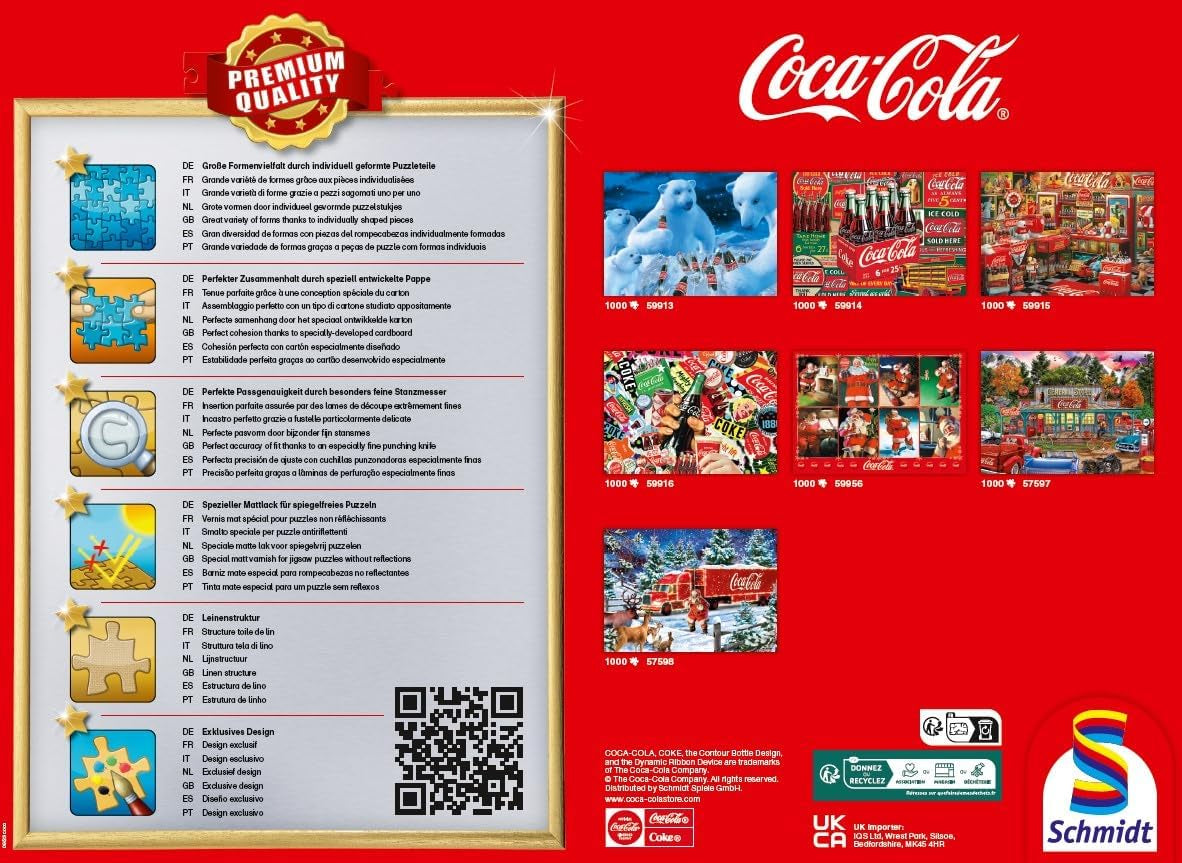 Schmidt Spiele 57598 Coca Cola Vánoční kamion, skládačka 1000 dílků Puzzle Naty Shop