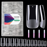 Full Cover False Nails 504 Pack 12 velikostí Umělé nehty s lepidlem na nehty Akrylové umělé nehty s úložným boxem pro nehtové salony a domácí nail art (čtvercové)