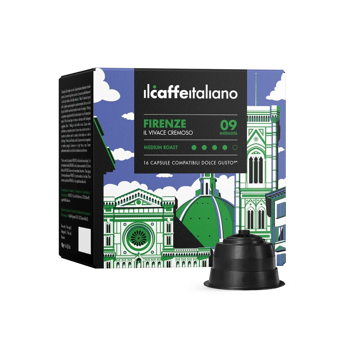 Nescafè Dolce Gusto, 96 Kaffeekapseln mit dem Nescafè-Dolce-Gusto-Compatible System - Il Caffè Italiano - Mischung Firenze, Intensität 9