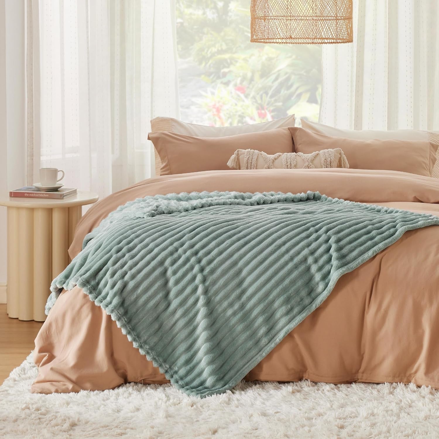 BEDSURE Šalvějová zelená fleecová deka na pohovku - Super měkké útulné deky pro ženy, roztomilá malá deka pro dívky, 127 X 152 cm Postele a deky Beuche den BEDSURE-Store
