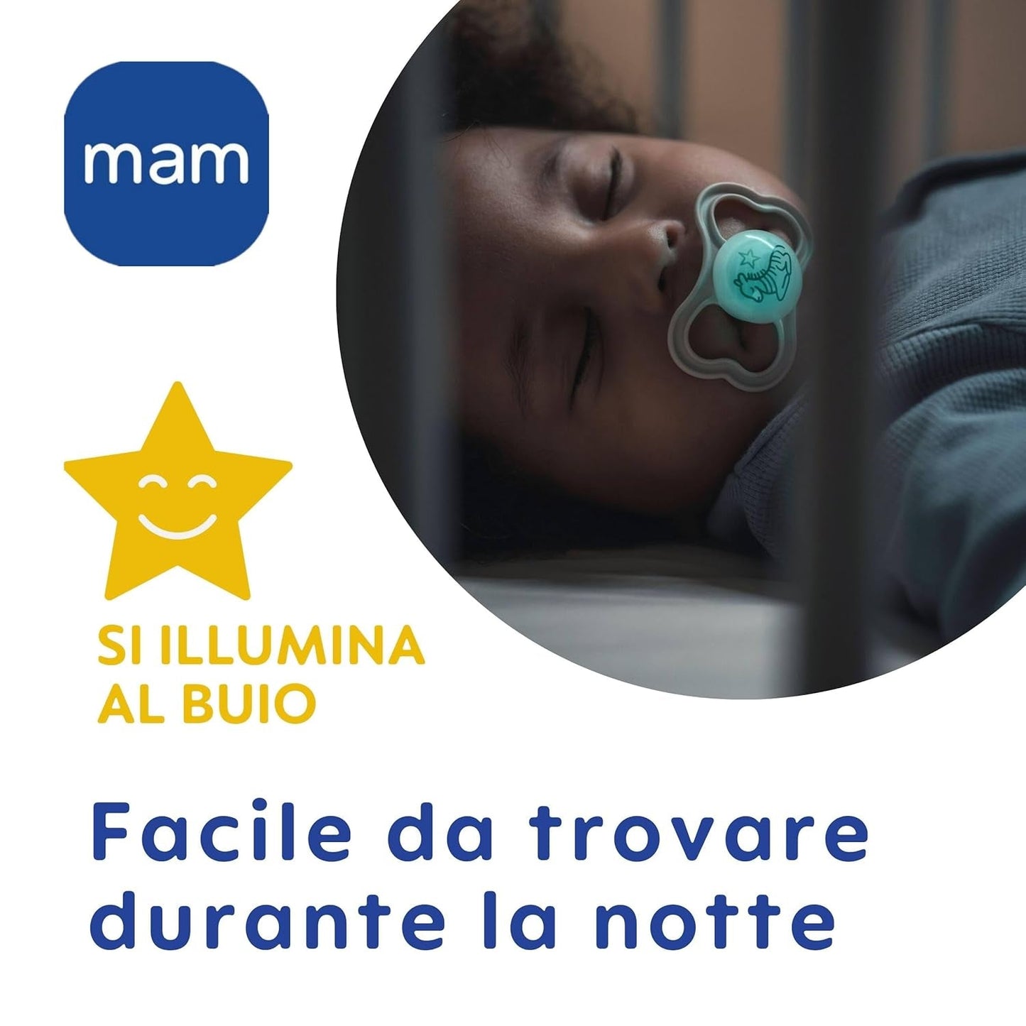 MAM Air noční dudlík 6-16 měsíců (2 balení) MAM dudlík 6-16 měsíců, svítící ve tmě pro citlivou pokožku, doplněk pro miminko 2 balení se silikonovou savičkou a držákem na dudlík, neutrální/zelená