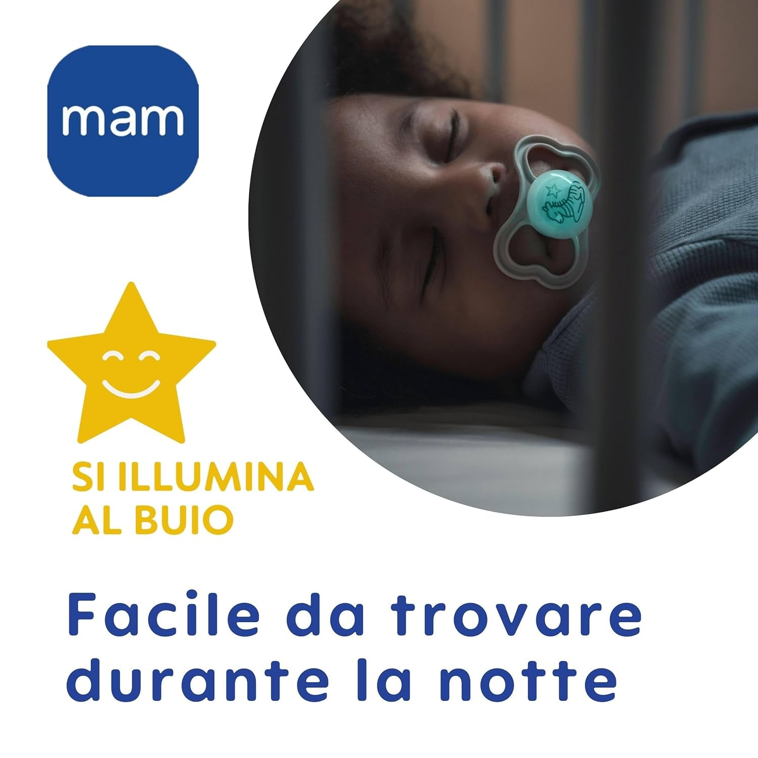 MAM Air noční dudlík 6-16 měsíců (2 balení) MAM dudlík 6-16 měsíců, svítící ve tmě pro citlivou pokožku, doplněk pro miminko 2 balení se silikonovou savičkou a držákem na dudlík, neutrální/zelená