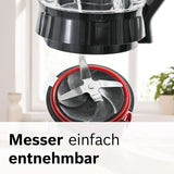 Bosch Standmixer Vitapower Serie 4 MMB6174SN, Verbesserte Version, Hochwertige Edelstahl-Klingen, 1,5L Glasbehälter, 0,6L To-Go-Flasche, Spülmaschinenfeste Teile, 30 000 U/Min, 1200 W, Silver Kitchen Naty Shop