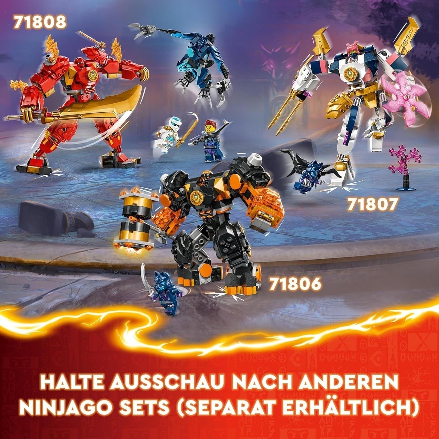 LEGO NINJAGO Akční figurka Kaiova figurka pro děti s nastavitelnou červenou figurkou Mech Ninja Set 4 figurky včetně Kaie a Zane Dárek pro 7leté chlapce a dívky 71808 Stavebnice Beuche den LEGO-Store
