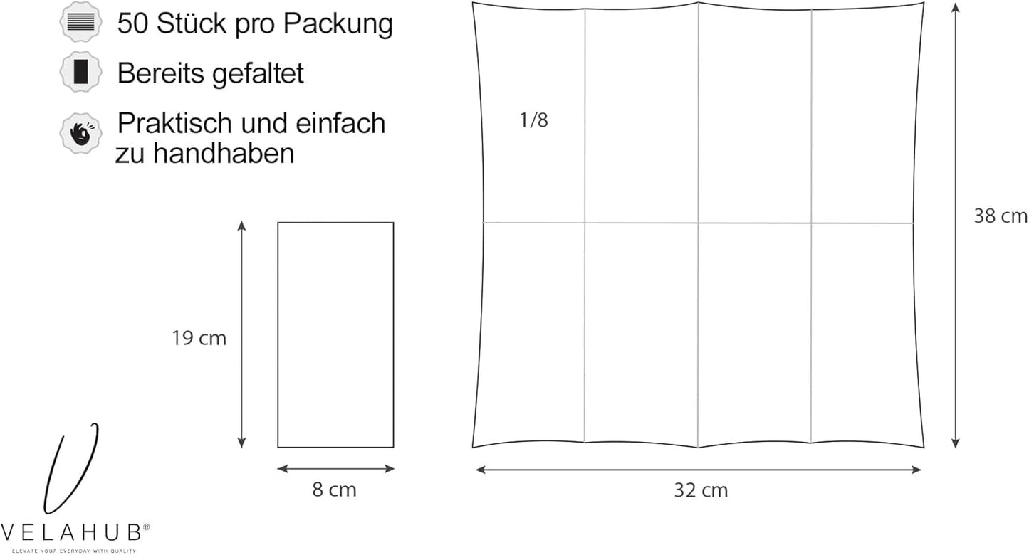 Soft Point 50 kapesníčků 1/8 složený vysoce kvalitní jednorázový ubrousek 32 x 38 cm šampaňské