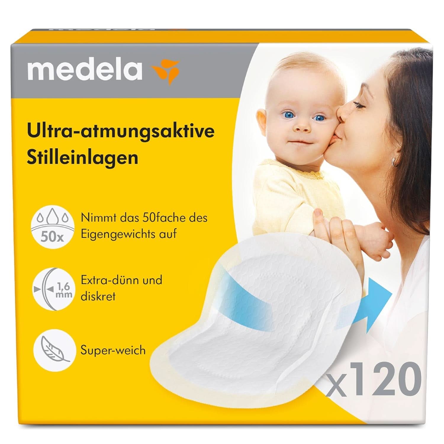 Ultra prodyšné kojící vložky od Medela, 120 kusů Příslušenství pro potraviny a kojení Bebe Naty Shop