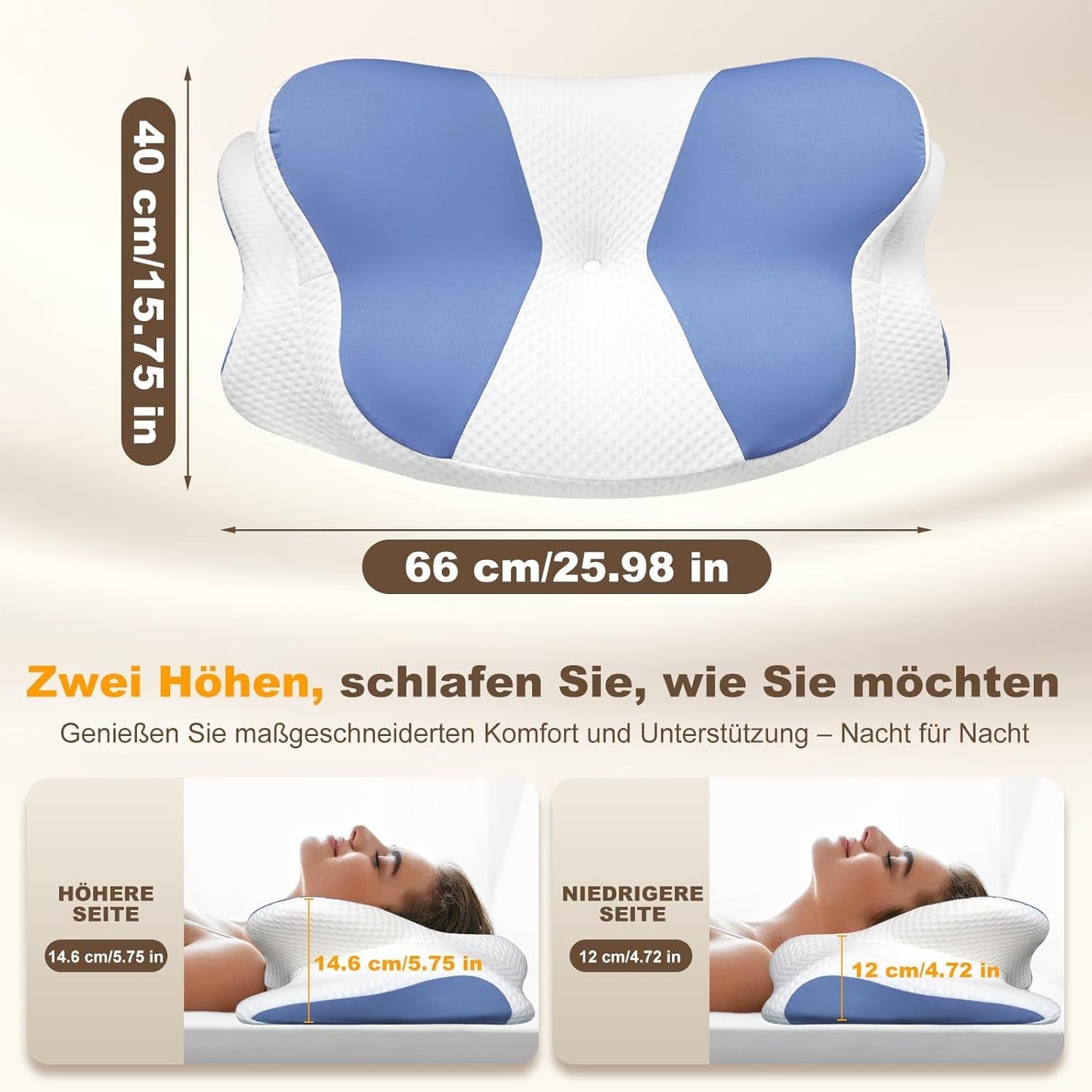 Ergonomický boční polštář na spaní - polštář na krk Polštář na podporu bolesti krku a ramen Ortopedický polštář s paměťovou pěnou na podporu krku pro žaludek Zádový a boční spánek s podporou krku Krční ortopedické polštáře Naty Shop