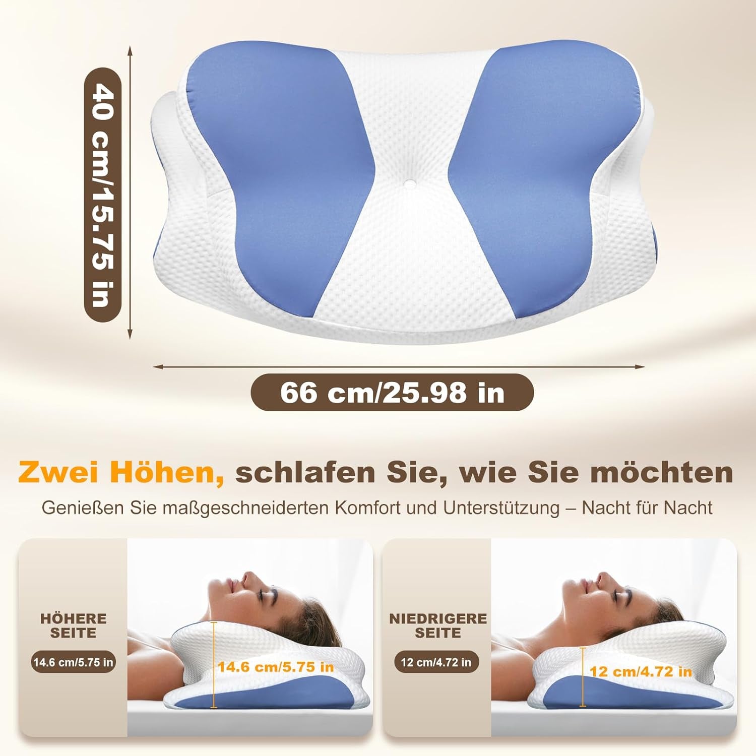 Ergonomický boční polštář na spaní - polštář na krk Polštář na podporu bolesti krku a ramen Ortopedický polštář s paměťovou pěnou na podporu krku pro žaludek Zádový a boční spánek s podporou krku Krční ortopedické polštáře Naty Shop