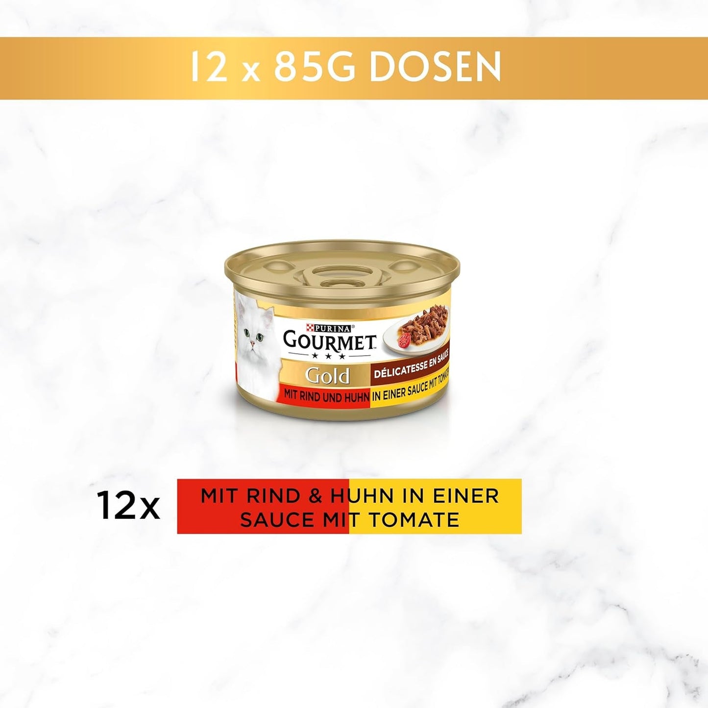 Gourmet Gold Délicatesse en Sauce Mokré krmivo pro kočky s hovězím a kuřecím masem, balení 12 ks (12 x 85 g)