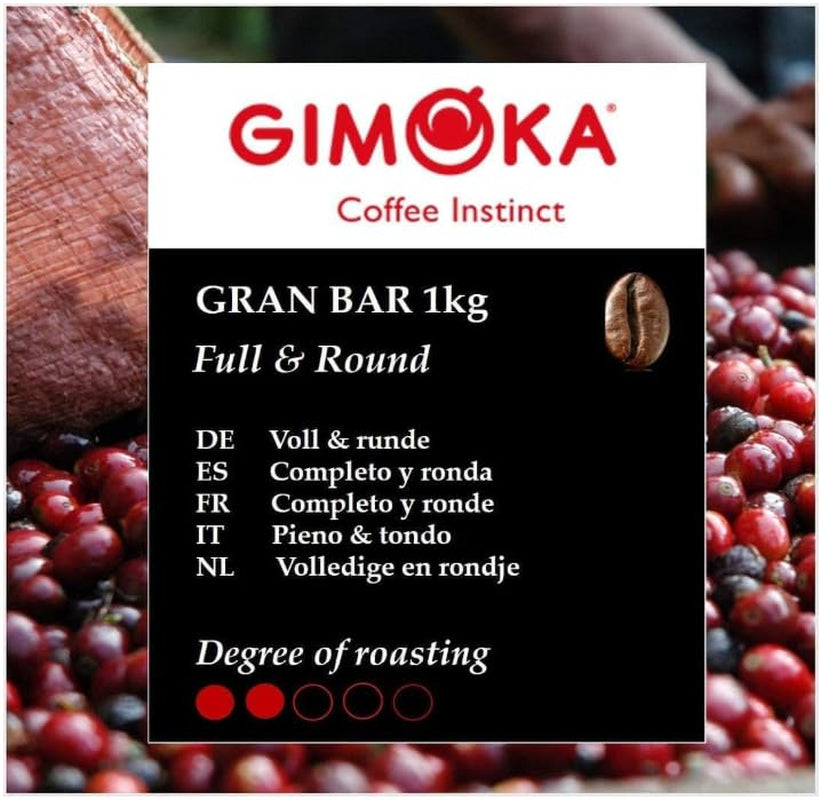 Gimoka Gran Bar Kávová zrna, bohatá a krémová, 1 kg, 10 balení, + klíčenka