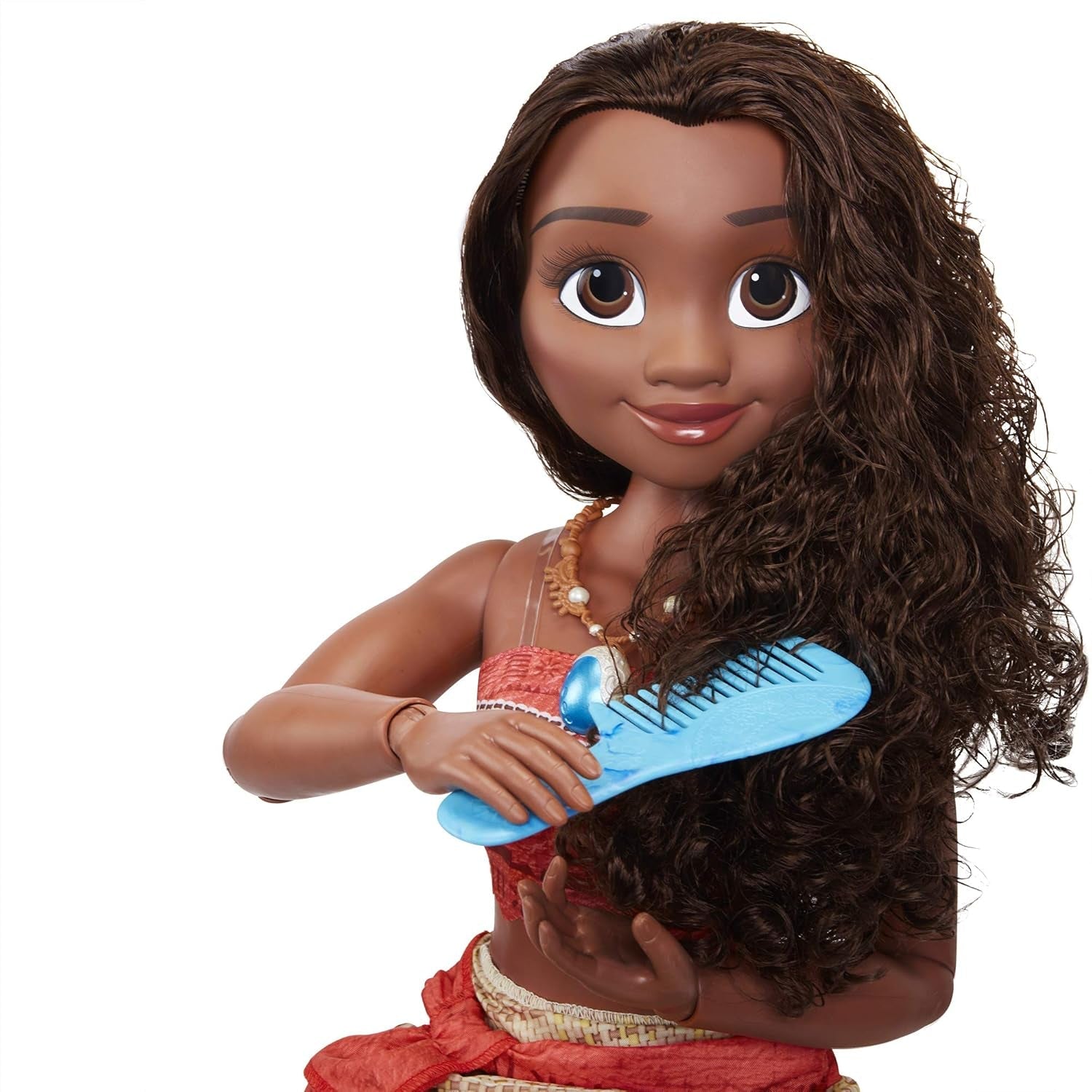 Disney Princess Moana 80cm Play Doll od Jakks Pacific Pohyblivá panenka s kartáčem na rozčesání Vlnité kadeře Šaty inspirované filmem Odnímatelný přívěsek náhrdelník Panenky Naty Shop