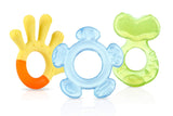 Nuby - 3stupňové kousací kroužky - 3 kousací kroužky pro stimulaci dásní a úlevu od bolesti prořezávání - Hračka na kousání pro miminka - Bez BPA - 3+ měsíce