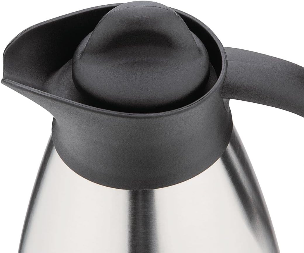 Olympia vakuový hrnek na mléko se šroubovacím uzávěrem, 500ml/17oz, nerezová ocel s černým víčkem, potisk mléka na boku, bufetové stanice na čaj a kávu, CL371