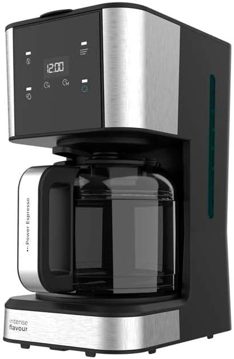 Espresso s filtrem Cecotec Coffee 66 Drop and Touch, výkon 950 W, 1,5 l, 12 šálků, dotykový displej, skleněná karafa, 24hodinový časovač, 6 spínačů, opakovaně použitelný síťový filtr