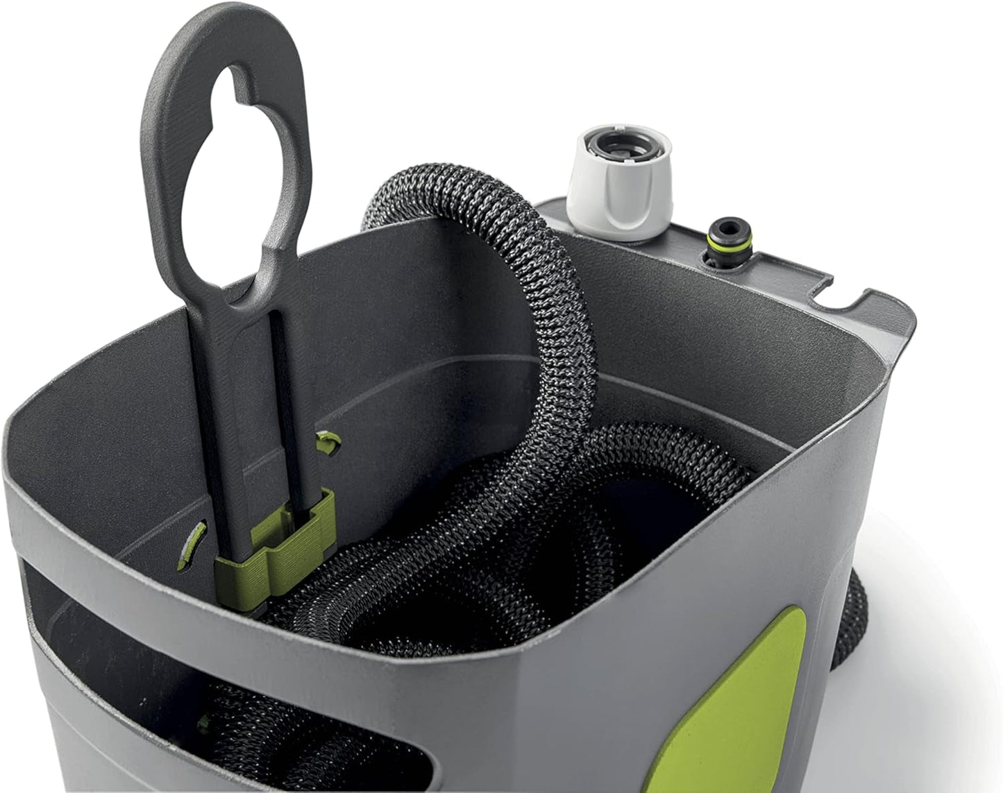 GF SRL, Aquapop Grey Pro 15, samonatahovací opletená hadice Made in Italy, s pevnou plastovou nádobou, ergonomický mini zahradní postřikovač, přípojky pro zavlažování zahrady, tmavě šedá