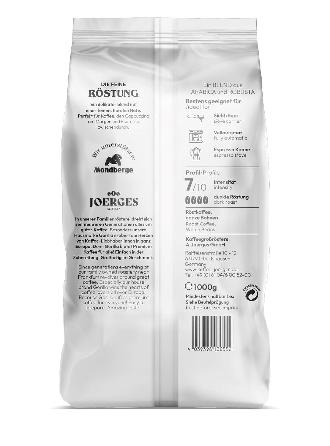 Joerges Espresso Delicate, 1kg, bílé