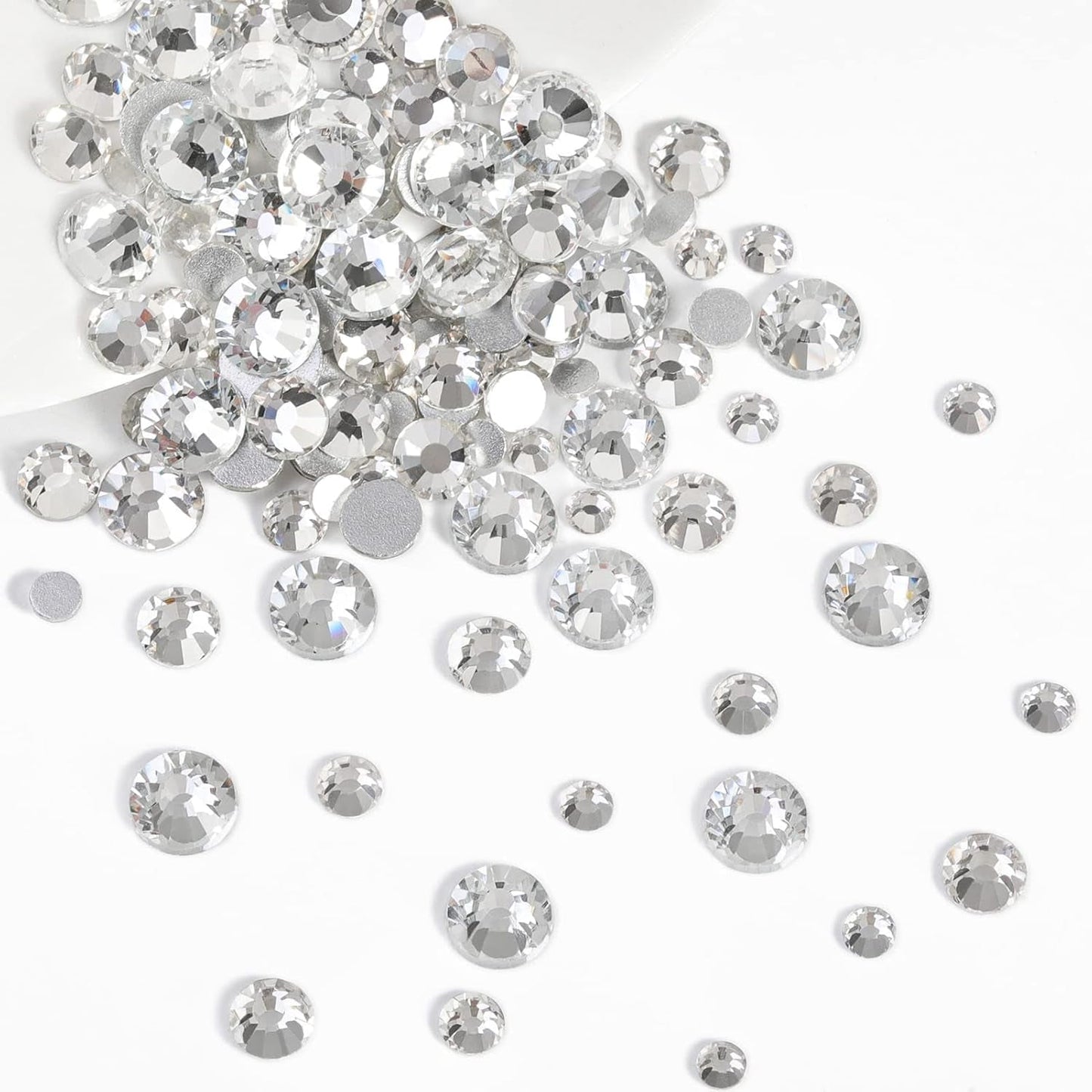 Beadsland 2500 ks Glas Nailart Strasssteine ​​​​Kristall Flatback Edelsteine ​​Runde, ​​Für Handwerk Gemischt 8 Größen SS4 ~ SS30 Mit Picking Pinzette Und Stift (Kristall Weiss)