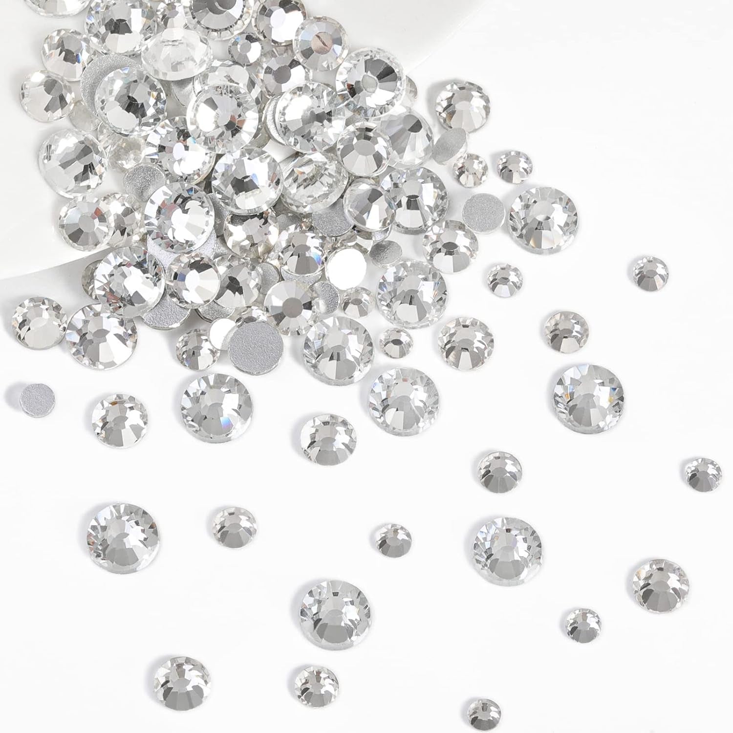 Beadsland 2500 ks Glas Nailart Strasssteine ​​​​Kristall Flatback Edelsteine ​​Runde, ​​Für Handwerk Gemischt 8 Größen SS4 ~ SS30 Mit Picking Pinzette Und Stift (Kristall Weiss)