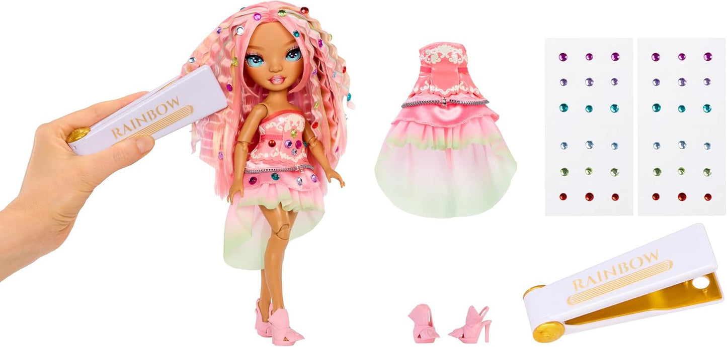 Rainbow High Be Dazzling - Adeline Rose - 28 cm růžová módní panenka s nástrojem na zdobení, třpytivými drahokamy a stylingovými doplňky