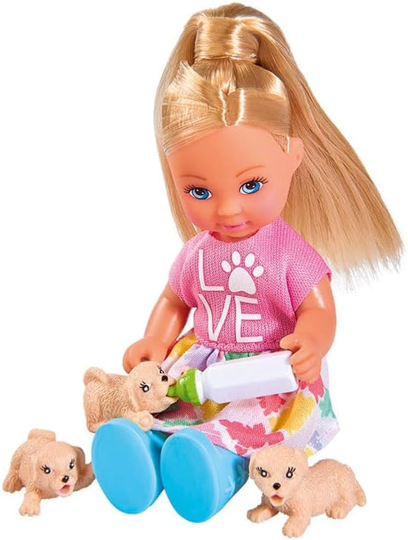 Simba 105733072 - Evi Love Psí hlídač se psem a třemi štěňaty, Doplňky, Módní panenka, 12 cm, Pro děti od 3 let