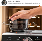 Krups Precision manuální espresso kávovar s portafiltrem a mlýnkem, baristický kávovar s intuitivním ovládacím panelem, nastavení předinfuze, espresso kávovar s parní tryskou, rychlý ohřev, XP801T10