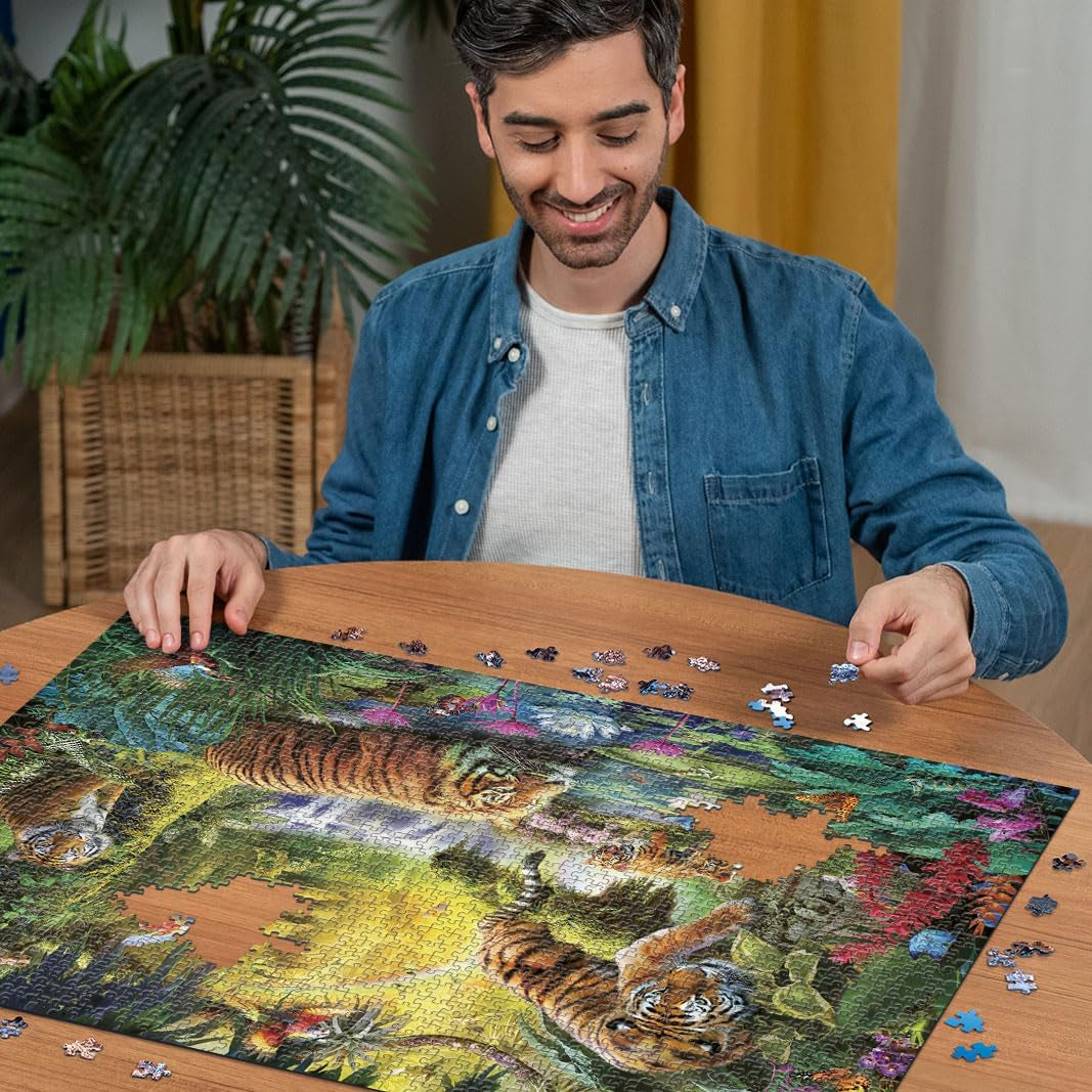 Puzzle Ravensburger 12000696 - Idyla u vodního oka - 1500 dílkové puzzle pro dospělé a děti od 14 let, puzzle s motivem tygra Puzzle Naty Shop