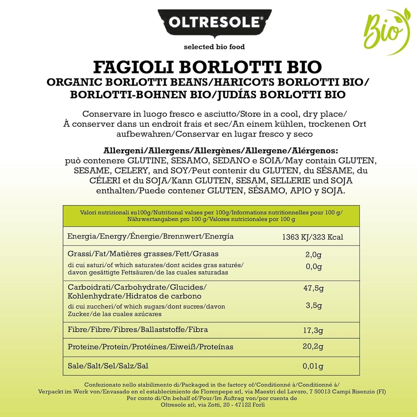 Bio fazole Borlotti 5 kg, Sušené bio luštěniny z kontrolovaných plodin, Ideální do salátů, polévek a příloh, Pohodlný formát