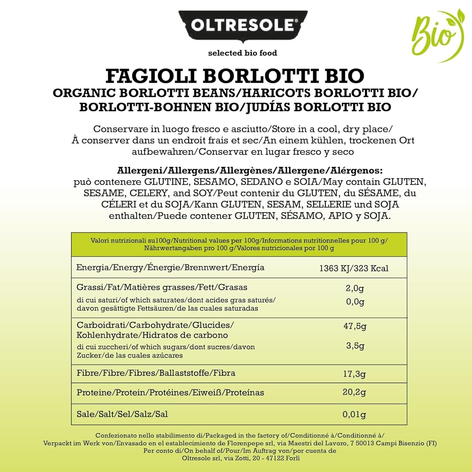 Bio fazole Borlotti 5 kg, Sušené bio luštěniny z kontrolovaných plodin, Ideální do salátů, polévek a příloh, Pohodlný formát