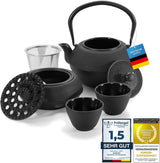 Tradiční litinový čajový set Dimono: konvička, ohřívač a 2 šálky