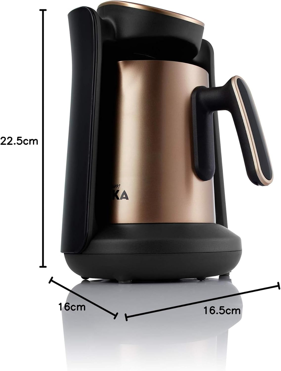 Turecký kávovar Arzum Okka Minio, moka, 1-4 šálky, 300 ml nerezová konvička, ochrana proti rozlití, chytrý systém vaření, omyvatelná konvička, 480 W, měď