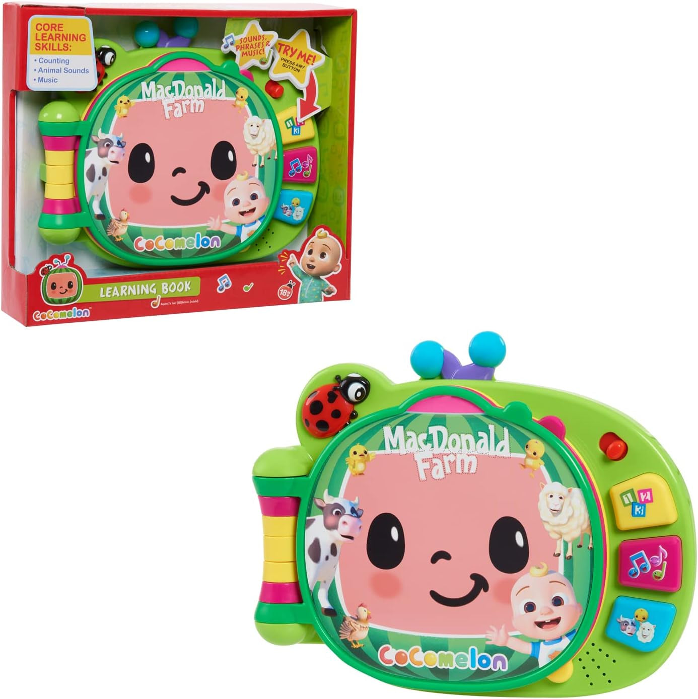 CoComelon , J.J výuková kniha, výukové funkce a elektronika, hračka pro děti od 18 měsíců, CCM10 (francouzská verze) Bebe Toys Naty Shop