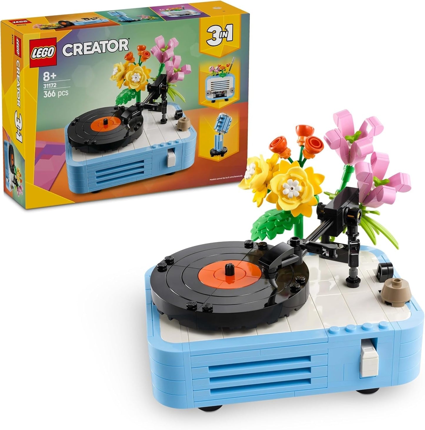 LEGO Creator 3v1 přehrávač disků s květinami - hračka přeměnitelná na rádio nebo mikrofon - hudební hračky pro děti - nápad na kreativní dárek pro dívky a chlapce od 8 let 31172 Stavebnice Besuche den LEGO-Store Výchozí název