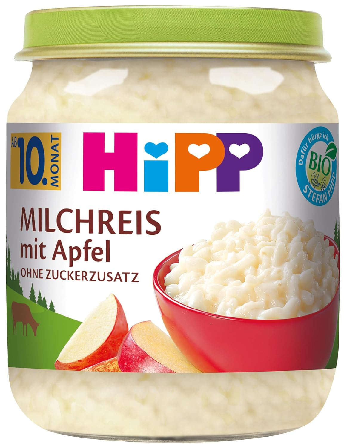 HiPP Bio jablečný rýžový nákyp (6 x 200 g), bez přidaného cukru, dobrý teplý i studený, nejlepší bio kvalita