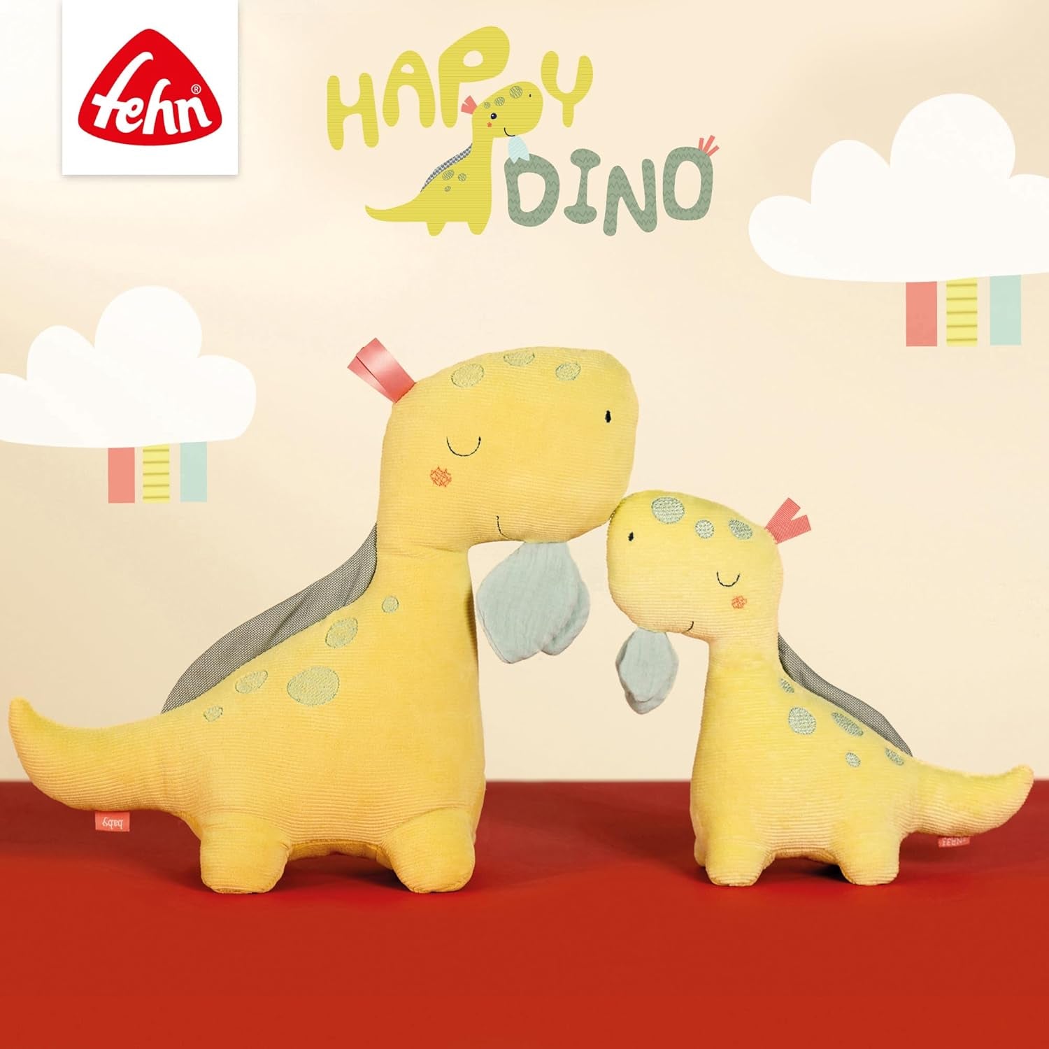 Fehn Activity Spiral Dino - tahací a tlačený kočárek - dinosauří hračka do postele, hřiště, kočárku a autosedačky - motorická hračka pro miminka a batolata od 0+ měsíců Baby Toys Naty Shop