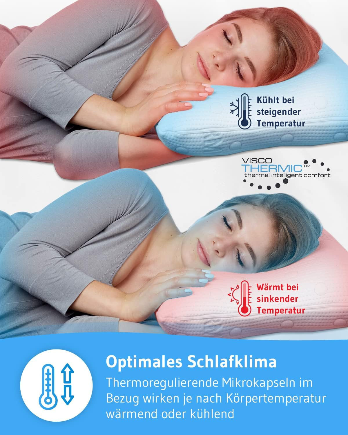 Polštář na spaní na boku GIANFAR | Ortopedický polštář na podporu krku | Ultra svěží paměťová pěna proti bolestem v krku a migréně | Termoregulační kryt | Polštář na spaní na boku s krční páteří 55X40X12/10 cm Krční ortopedické polštáře Naty Shop