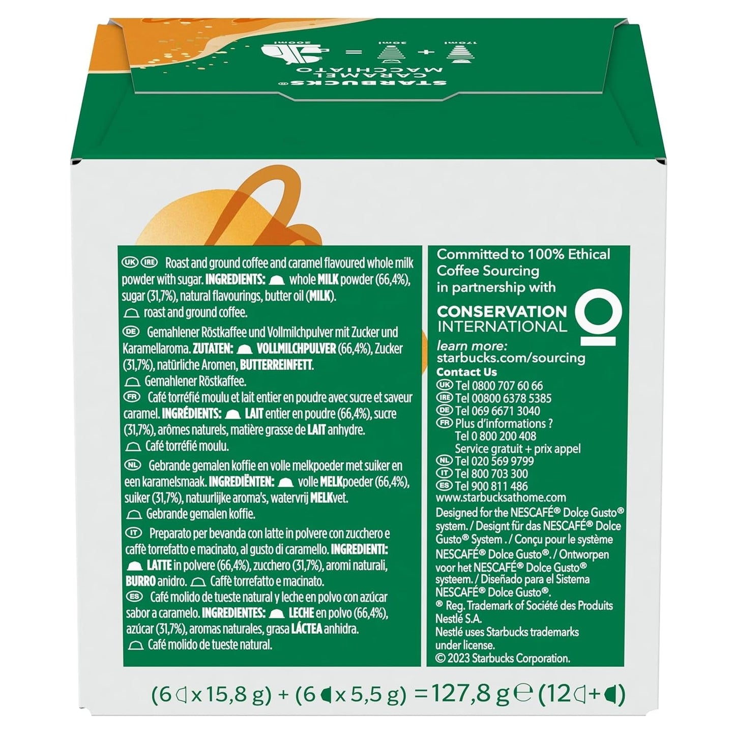 STARBUCKS Caramel Macchiato od Nescafé Dolce Gusto Kaffeekapseln 6 x 12 (72 Kapseln)