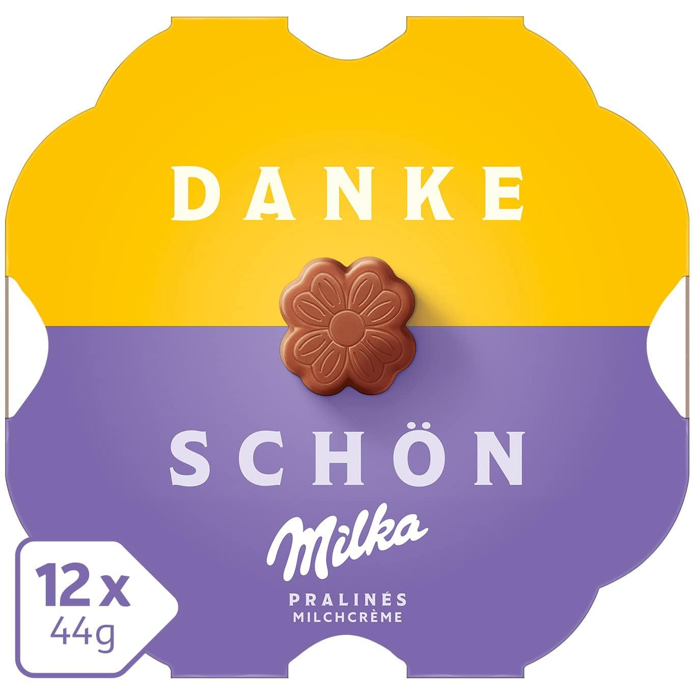 Pralinka Milka Little Thank You – Čokoláda z alpského mléka s jemnou mléčnou krémovou náplní – 12 x 44g