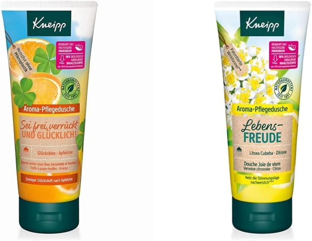 Kneipp Aroma, Sprchový gel, Hydratační krém, 200 ml Sprcha a koupel Naty Shop 2 ks x 200 ml Bundle Mit Pflegedusche Lebensfreude