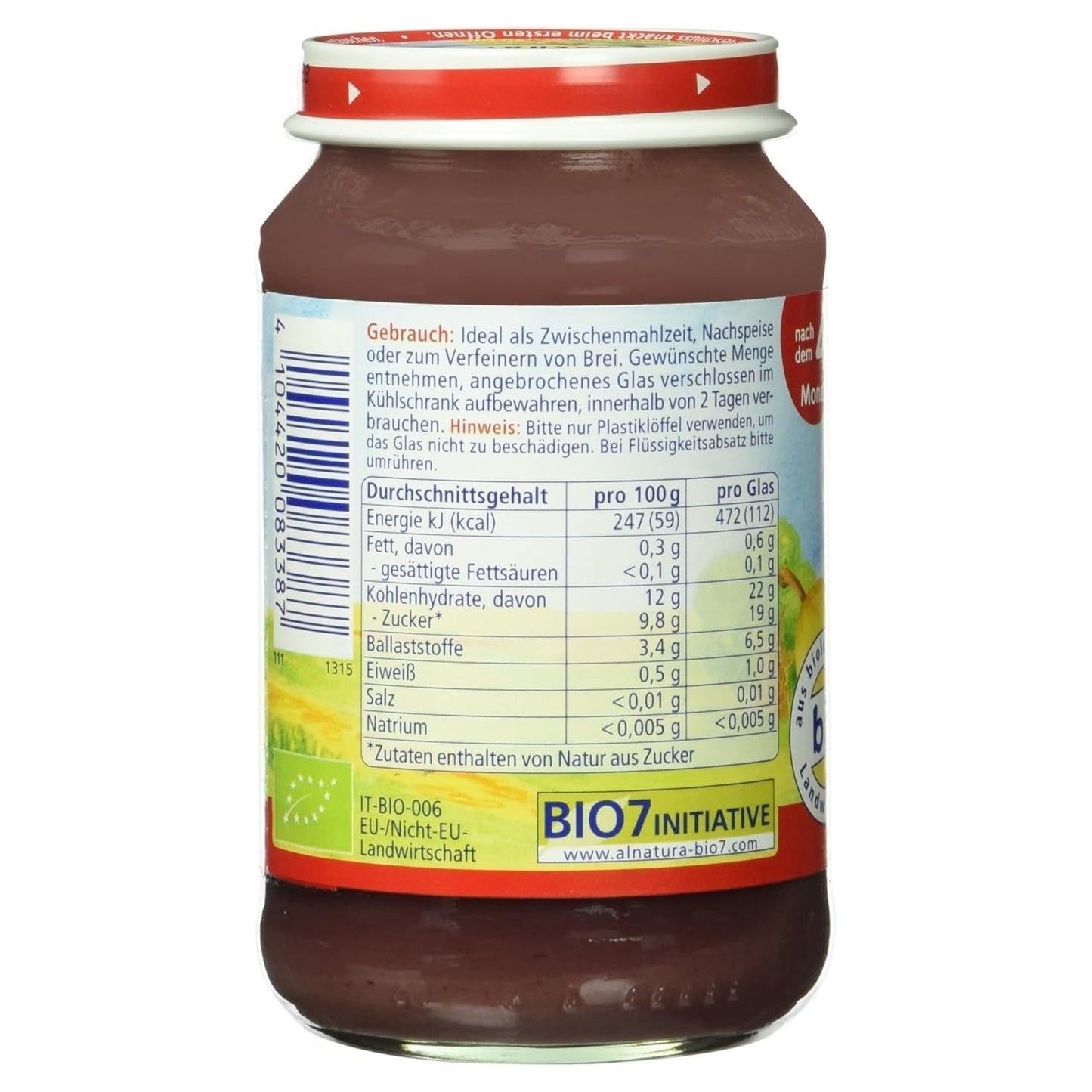 Bio hruška s borůvkami, po 4 měsících, 190g