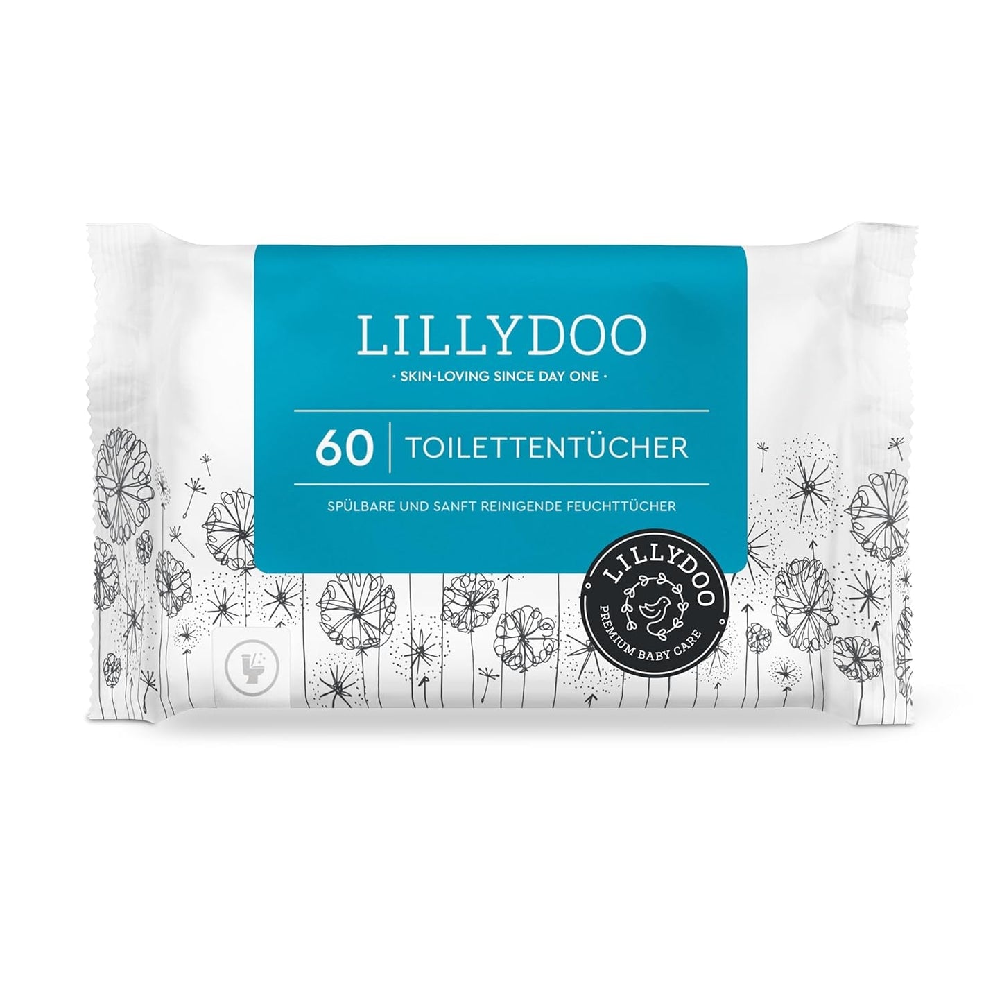 LILLYDOO toaletní vlhčené ubrousky 720 ks (12 x 60) 100% splachovací ubrousky bez plastu bez parfemace