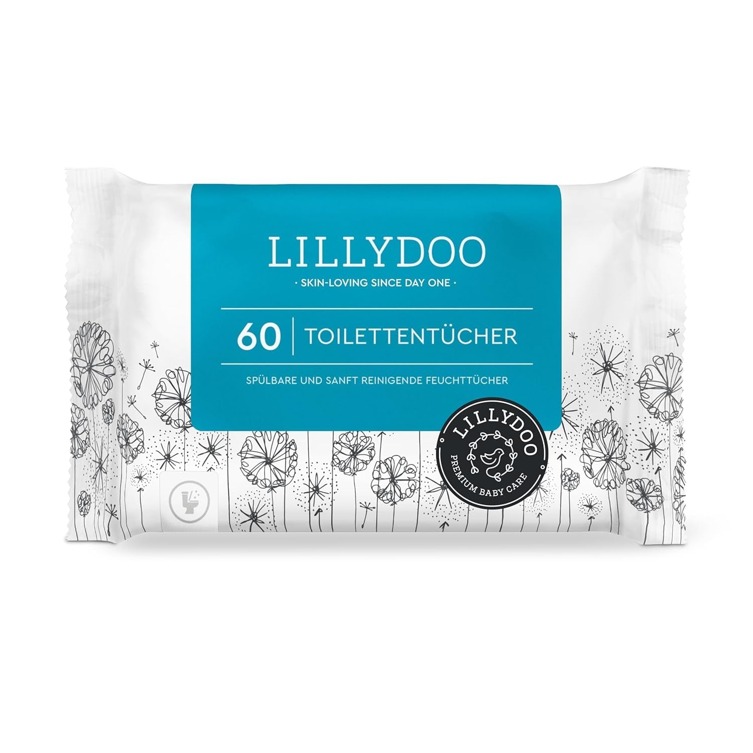 LILLYDOO toaletní vlhčené ubrousky 720 ks (12 x 60) 100% splachovací ubrousky bez plastu bez parfemace