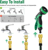 30 m/100 stop zelená flexibilní zahradní hadice s rozprašovací tryskou a 3/4" a 1/2" mosaznými konektory 10 funkcí 3násobně prodloužitelná bez zalomení prodlužovací vodní hadice pro zahradní terasové auto