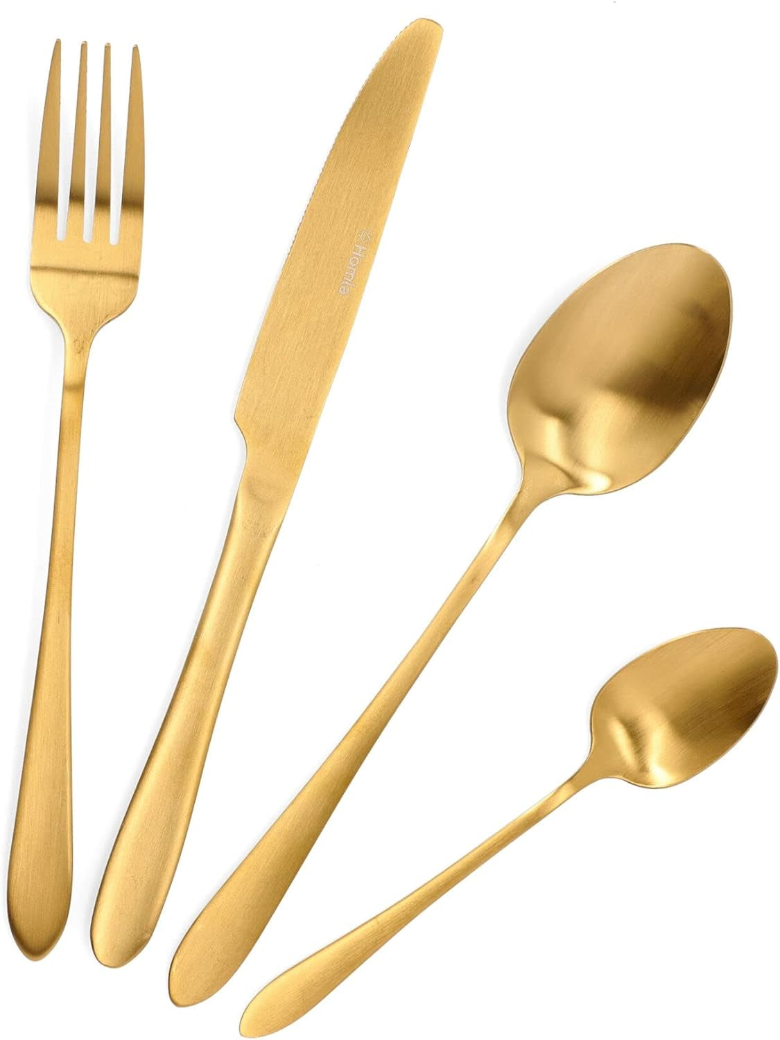 HOMLA Abele Besteckset Für Vier Personen 16-Teilig Edelstahl Hygienisch Elegant Leicht Zu Reinigen Zlatá kuchyně Naty Shop Matt Golden